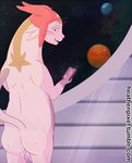  2017 after_sex alien anthro balls betelgeusian blush butt cat cum feline hat jojofluffy male male/male mammal meow_(space_dandy) nude penis smile space space_dandy 