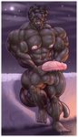 anthro balls big_penis erection feline holding_penis humanoid_penis hyper hyper_muscles looking_at_viewer male mammal muscular muscular_male nipple_piercing nipples panther penis piercing plini smile solo sxf-pantera tongue tongue_out vein 