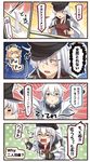  3girls 4koma :d =_= black_sailor_collar blonde_hair blue_eyes chopsticks comic commentary_request gangut_(kantai_collection) hair_between_eyes hat hibiki_(kantai_collection) highres holding holding_chopsticks ido_(teketeke) iowa_(kantai_collection) jacket kantai_collection long_hair long_sleeves md5_mismatch multiple_girls nagashi_soumen nininbaori open_mouth orange_eyes peaked_cap red_shirt remodel_(kantai_collection) sailor_collar scar school_uniform serafuku shirt short_sleeves silver_hair smile speech_bubble translated v-shaped_eyebrows verniy_(kantai_collection) white_jacket 