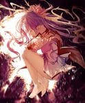  ajahweea barefoot closed_eyes crossed_arms floating_hair flower from_side hair_flower hair_ornament hatsune_miku long_hair pink_flower pink_hair pointy_ears sakura_miku shiny shiny_skin solo very_long_hair vocaloid 