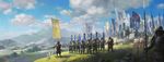  armor army banner blue_sky cloud cloudy_sky commentary day highres horse horseback_riding japanese_armor katana ling_xiang md5_mismatch mountain multiple_boys outdoors people real_life riding scenery sky sword uesugi_kenshin valley weapon 