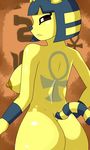  animal_crossing ankh ankha breasts butt cat egyptian feline female frown looking_back mammal nintendo nipples nude solo video_games warioeag 