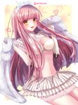  :3 :d bangs blush breasts cape cleavage_cutout crown elbow_gloves eyebrows_visible_through_hair fate/grand_order fate_(series) frilled_skirt frills fur_trim gloves heart highres layered_skirt long_hair looking_at_viewer medb_(fate)_(all) medb_(fate/grand_order) medium_breasts navel open_mouth pleated_skirt sitting skirt smile solo tanaji twitter_username white_gloves white_skirt yellow_eyes 