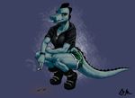  alligator ankh anthro bea_(nitw) cigarette clothing colored crocodilian female greasymojo_(artist) hi_res night_in_the_woods red_eyes reptile scalie shorts simple_background smoking solo thick_thighs yellow_sclera 