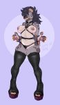  2018 boots breasts chest_tuft clothing female footwear harness hyena legwear looking_away mammal nastypasty navel nipples panties piercing pussy pussy_floss simple_background solo thigh_high_boots tia_(nastypasty) tongue tongue_out tuft underwear 