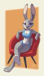  2018 anthro big_breasts breasts clothing disney female judy_hopps lagomorph leo-san mammal rabbit simple_background smile zootopia 