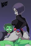  1boy 1girl anus ass beast_boy bigdead93 black_hair bottomless breasts clothed_sex raven_(dc) sex tagme teen_titans vaginal 