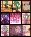  2017 anthro book candle clothed clothing comic english_text eto_ya fan_character hair hi_res holding_book holding_object magic mammal my_little_pony pentagram poison_trail smile solo standing tentacles text 