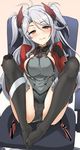  :q azur_lane black_gloves black_legwear black_panties blush breasts brown_eyes cameltoe chair cleft_of_venus feet_on_chair gloves hair_ornament hand_on_own_knee highres knees_up large_breasts long_hair looking_at_viewer mole mole_on_breast momio multicolored_hair office_chair panties prinz_eugen_(azur_lane) silver_hair sitting solo streaked_hair thighhighs tongue tongue_out two_side_up underwear 