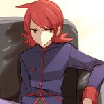  jacket kanade male_focus pokemon pokemon_(game) pokemon_hgss red_eyes red_hair silver_(pokemon) sitting solo 