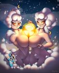  2017 aircraft airplane animate_inanimate big_breasts breast_squish breasts breasts_frottage cloud cuphead_(game) don_ko female group hi_res hilda_berg humanoid male mugman nipples not_furry object_head pussy sky star starry_sky 