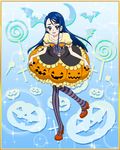  blue_eyes blue_hair blush dress halloween long_hair minazuki_karen smile 