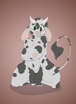  anthro big_breasts bovine breasts cattle cute exposed_breasts female green_eyes holding_breast horn huge_breasts mammal simple_background solo thick_thighs wide_hips woofmaple 