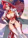  breasts fine_art_parody kamina konkitto nihonga nipples parody red_hair tengen_toppa_gurren-lagann tengen_toppa_gurren_lagann ukiyo-e umbrella yoko_littner yoko_ritona 