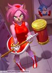  2017 alanscampos amy_rose anthro boots breasts clothed clothing female footwear fur gloves hair hammer hedgehog mammal pink_fur pink_hair solo sonic_(series) tools 