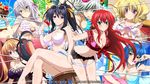  7girls bare_shoulders bikini black_hair blonde_hair blue_eyes blue_hair breasts cleavage grayfia_lucifuge grey_eyes grey_hair high_school_dxd himejima_akeno large_breasts long_hair navel ponytail purple_eyes ravel_phenex red_hair rias_gremory rossweisse shidou_irina silver_hair underboob xenovia_(high_school_dxd) 