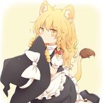  animal_ears apron blonde_hair blush bobby_socks braid claws commentary_request hat hat_removed headwear_removed hiding holding holding_hat kemonomimi_mode kirisame_marisa lion_ears lion_tail looking_at_viewer mary_janes messy_hair puffy_short_sleeves puffy_sleeves riza_dxun shoes short_sleeves shy single_braid skirt skirt_set socks solo tail touhou turtleneck vest waist_apron wavy_hair witch_hat yellow_eyes 