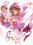  animal_ears armpit_peek bad_id bad_pixiv_id bag blush bow breasts broom broom_riding brown_eyes brown_hair buttons candy capelet caramel carrying cat_ears checkerboard_cookie choker cleavage cookie cotton_ball cream_puff dress earrings elbow_gloves eyebrows_visible_through_hair flower flower_earrings food food_themed_clothes foreshortening frilled_choker frilled_dress frilled_hairband frills ghost gloves hair_flower hair_ornament hair_ribbon hairband halloween halloween_basket handbag hat hat_ribbon head_tilt high_heels highres holding holding_food idolmaster idolmaster_cinderella_girls jack-o'-lantern jewelry knees_together_feet_apart large_breasts lollipop looking_up macaron marshmallow mimura_kanako mini_hat mini_witch_hat multicolored multicolored_clothes multicolored_dress open_mouth pink_capelet pink_choker pink_footwear pink_hat pink_neckwear pink_ribbon pom_pom_(clothes) red_bow red_ribbon ribbon sash shoe_bow shoes short_hair smile solo sparkle tamaext tareme thighhighs white_dress white_gloves white_legwear witch_hat yellow_dress zettai_ryouiki 