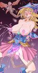  absurdres ahegao arms_behind_back blonde_hair blue_dress blush_stickers boots breasts character_request cum cum_in_pussy dark_magician_girl dress dress_pull hair_between_eyes heart heart-shaped_pupils highres irrumatio kiseitai lactation large_breasts long_hair monster nipples object_insertion open_mouth oral purple_background rape rolling_eyes solo sweat symbol-shaped_pupils tears tentacles terasu_mc vaginal vaginal_object_insertion yuu-gi-ou 