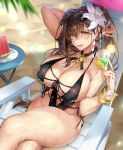  cleavage erect_nipples gan kanpani_girls megane shirayuri_sakura swimsuits wet 