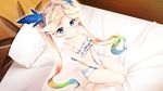  artist_request bangs bare_arms bare_legs bare_shoulders barefoot bed bed_sheet between_legs blonde_hair blue_hair blue_ribbon breasts camisole cleavage eyebrows_visible_through_hair eyelashes frills from_above full_body game_cg gradient_hair granblue_fantasy green_hair hair_ribbon hand_between_legs indoors io_euclase long_hair looking_at_viewer looking_up multicolored_hair navel non-web_source on_bed panties pillow ribbon sitting sitting_on_bed small_breasts solo spaghetti_strap splush_wave stomach twintails underwear very_long_hair wooden_floor 