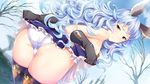  animal_ears artist_request ass bangs bare_shoulders bare_tree black_gloves black_legwear blue_dress blue_hair blue_sky blush breasts brown_eyes bunny_ears closed_mouth cloud cloudy_sky collarbone day dress earrings elbow_gloves erune eyebrows_visible_through_hair eyelashes ferry_(granblue_fantasy) frilled_skirt frills from_behind game_cg glint gloves granblue_fantasy hips horizon jewelry legs_together lifted_by_self long_hair looking_at_viewer looking_back non-web_source outdoors panties pantyshot pantyshot_(standing) short_dress side-tie_panties sideboob sidelocks single_earring skindentation skirt skirt_lift sky sleeveless sleeveless_dress small_breasts solo splush_wave standing thighhighs thighs tree underwear upskirt wavy_hair white_panties 