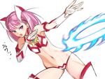  attack bangs bare_shoulders cowboy_shot crop_top detached_sleeves fate/grand_order fate_(series) flat_chest headgear helena_blavatsky_(fate/grand_order) helena_blavatsky_(swimsuit_archer)_(fate) motion_blur navel open_mouth panties pink_eyes pink_hair simple_background sketch solo tetsu_(kimuchi) thighhighs twintails underwear v-shaped_eyebrows white_background white_panties 