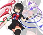  :d antenna_hair asymmetrical_wings bangs black_dress black_hair black_legwear blue_wings bow bowtie buttons cowboy_shot dress dress_lift eyebrows eyebrows_visible_through_hair eyelashes fang fingernails flat_chest frilled_dress frills hair_between_eyes holding holding_weapon houjuu_nue ja_(artist) legs_together long_fingernails looking_at_viewer multiple_wings open_mouth outline polearm puffy_short_sleeves puffy_sleeves red_bow red_eyes red_neckwear red_wings shiny shiny_hair short_dress short_hair short_sleeves simple_background skindentation smile snake solo standing thighhighs tongue touhou trident weapon white_background white_outline wind wind_lift wings wristband zettai_ryouiki zoom_layer 