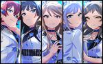  black_border black_hair blonde_hair blue_eyes border brown_hair commentary_request hair_ornament highres idolmaster idolmaster_million_live! idolmaster_million_live!_theater_days julia_(idolmaster) kitazawa_shiho lineup long_hair looking_at_viewer mogami_shizuka multiple_girls open_mouth purple_eyes red_hair shiraishi_tsumugi silver_hair smile tokoro_megumi yomosaka 