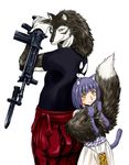  animal_humanoid assault_rifle back-to-back bayonet cat_humanoid clothed clothing duo feline female gate_-_jieitai_ka_no_chi_nite_kaku_tatakaeri gun humanoid knife male male/female mammal official_art ranged_weapon rifle sao_satoru tail_hug weapon wolf_(gate) wolf_humanoid 