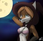  2017 amber_(mancoin) anthro black_nose blue_eyes bra breasts brown_hair canine cleavage clothed clothing eyewear female fox fur glasses hair hat heterochromia mammal moon orange_fur red_eyes solo underwear zagura 