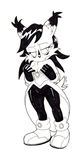  2017 anthro black_and_white blush breasts bullet-blast-43 chest_tuft cleavage clothed clothing dress eyelashes feline female footwear looking_away lynx mammal monochrome nicole_the_lynx open_motuh shoes solo sonic_(series) tuft 