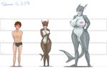  2013 anthro big_breasts blue_eyes blush breasts brown_hair covering covering_self daughter female fish hair hand_on_hip height_chart human licking licking_lips male mammal marine mature_female mother mother_and_daughter nipples nude parent pussy shark sysygy tongue tongue_out 