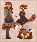  2017 anthro canine clothed clothing dennyvixen eyes_closed fangs female flower flower_in_hair fox green_eyes hair hybrid long_hair mammal open_mouth plant red_hair red_panda smile solo zoom_layer 
