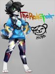  alice black_hair border_collie canine clothing collie cosplay dog female flat_chested graffiti green_eyes hair hoodie leggings legwear mammal overwatch piercing short_hair solo spraypaint theredghost tracer video_games 