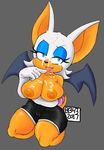  2017 anthro anthrofied bat big_breasts black_nose blue_eyes breasts bullet-blast-43 camel_toe clothed clothing cum cum_on_breasts cum_on_face eyelashes female fur gloves grey_background huge_breasts mammal nipples raised_eyebrow rouge_the_bat simple_background smile sonic_(series) tongue tongue_out topless white_fur wings 