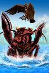  battle ebirah feathers fight fighting flying giant_condor_(godzilla) giant_eagle_(godzilla) giant_monster godzilla_(series) kaijuu monster mutant ocean ookondoru oowashi shrimp swimming toho_(film_company) tokusatsu 