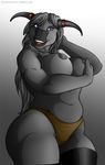  anthro areola big_breasts big_butt bovine breast_grab breasts butt clothed clothing digital_media_(artwork) female fur hair hand_on_breast hand_on_head horn long_hair looking_at_viewer mammal nipples open_mouth panties planktonheretic simple_background slightly_chubby smile solo standing tauren teeth thick_thighs tongue topless underwear video_games voluptuous warcraft wide_hips 