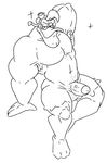  abs anothermeekone anthro armpit_hair avian balls bird black_and_white duck ducktales eyewear goggles launchpad_mcquack male monochrome muscular muscular_male pecs penis pose siting solo uncut vein veiny_penis 