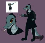  alternate_form anthro bea_(nitw) breasts cigarette clothed clothing digital_media_(artwork) female full-length_portrait fully_clothed half-closed_eyes holding_object night_in_the_woods non-mammal_breasts open_mouth pelao0o portrait pose scalie simple_background solo standing 