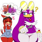  &lt;3 ? anal anal_penetration anus avian beak big_butt bird blood blue_eyes blush breasts butt cleavage clitoris clothed clothing daydream eyes_closed eyewear fan_character female female/female glasses goggles half-closed_eyes nipple_bulge nipples nosebleed penetration purple_body pussy red_body simple_background sonic_(series) sonic_forces sonic_riders sssonic2 swallow_(bird) sweat tongue tongue_out wave_the_swallow white_background wide_hips 
