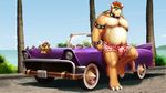  2017 3_toes beach belly body_hair bowser bulge car chest_hair chest_tuft clothing dream_and_nightmare eyewear hair horn koopa leaning looking_at_viewer male mario_bros musclegut muscular muscular_male nintendo nipples pecs pose pubes raised_leg scalie seaside sitting sky solo spikes sunglasses swimming_suit swimming_trunks swimsuit toes tuft vehicle video_games 