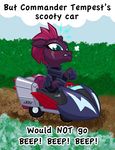  ! 2017 armor blush broken_horn car cloud cute dirt english_text equine eye_scar eyelashes female fizzlepop_berrytwist_(mlp) grass hair horn mammal my_little_pony my_little_pony_the_movie outside pink_hair scar sitting sky snorting solo solo_focus teal_eyes teeth tempest_shadow_(mlp) texasuberalles text unicorn vehicle 