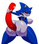  2017 anal anal_penetration anthro big_butt black_sclera blue_body breasts butt crossgender dildo female half-closed_eyes hedgehog machine mammal metal_sonic penetration pussy_juice red_eyes robot sex_toy simple_background solo sonic_(series) sssonic2 white_background 