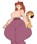  2016 absurd_res anthro big_breasts breasts clothing eyewear feline female glasses hair hi_res hyper_hips hyper_thighs jaeh mammal mature_female mother parent simple_background solo sweater tanya_bellacrow thick_thighs tiger white_background wide_hips 
