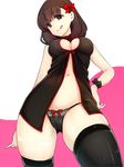  :q arm_at_side black_legwear black_panties blue_eyes breasts brown_hair cameltoe chinese_clothes cleavage cleavage_cutout closed_mouth commentary_request eyebrows_visible_through_hair foreshortening from_below haani hair_ribbon hand_on_hip head_tilt heart heart-shaped_pupils highres idolmaster idolmaster_cinderella_girls lingerie looking_at_viewer medium_breasts medium_hair negligee panties ribbon sakuma_mayu simple_background solo symbol-shaped_pupils thighhighs thighs tongue tongue_out turtleneck underwear wrist_ribbon 