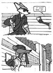  bench canine comic dialogue disney duke_weaselton fox luraiokun male mammal mustelid nick_wilde weasel zootopia 