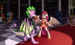  2017 absurd_res aged_up clothed clothing dancing discord_(mlp) draconequus dragon dress duo_focus equine fan_character feathered_wings feathers female friendship_is_magic green_eyes group hair hi_res horn male mammal membranous_wings my_little_pony neko-me pegasus pink_hair princess_cadance_(mlp) princess_celestia_(mlp) princess_luna_(mlp) purple_eyes spike_(mlp) twilight_sparkle_(mlp) winged_unicorn wings 