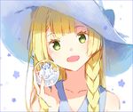  alolan_form alolan_vulpix bangs blonde_hair blue_ribbon blunt_bangs braid collared_dress dress flower green_eyes hakusai_(tiahszld) hat hat_ribbon holding holding_poke_ball lillie_(pokemon) long_hair open_mouth poke_ball pokemon pokemon_(anime) pokemon_(creature) pokemon_sm_(anime) ribbon simple_background sleeveless sleeveless_dress smile solo sun_hat sundress twin_braids upper_body white_background white_dress white_hat 