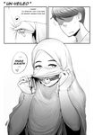  ball_gag bridal_gauntlets comic commentary_request english eyelashes facial_hair gag gagged greyscale heart highres husband_and_wife lips monochrome muslim niqab original saliva solo_focus spoken_heart stubble veil_lift zephyr_aile 